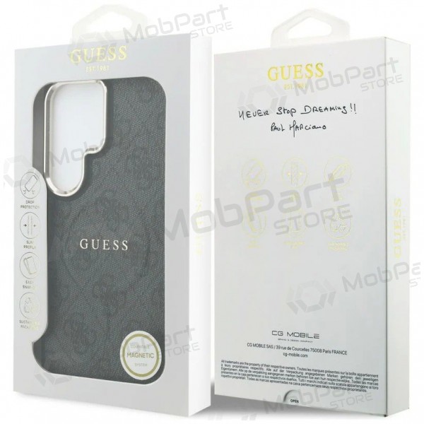 Θήκη Samsung Galaxy S26 Ultra -Guess PU Leather 4G Gold Frame Magnetic- (μαύρη)