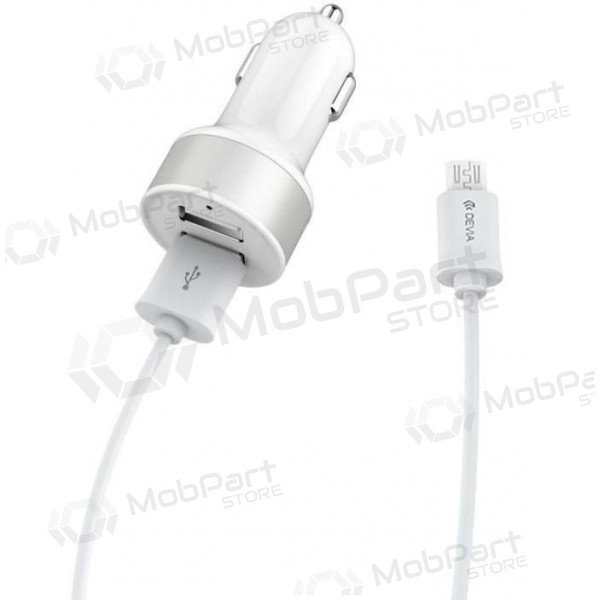 Φορτιστής automobilinis Devia Smart x 2 USB (2.4A) + microUSB (άσπρο)