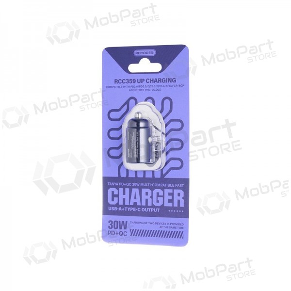 Φορτιστής αυτοκινήτου τηλεφώνου Remax RCC359 30 W USB-C + USB-A μαύρο