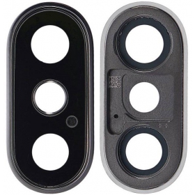 Apple iPhone XS / XS Max τζαμάκι κάμερας (ασήμι) (με πλαίσιο)