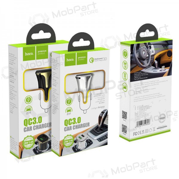 Φορτιστής automobilinis Hoco Z31 Quick Charge 3.0 (3.4A) x 2 USB (άσπρο)