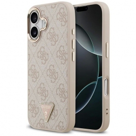 Θήκη Apple iPhone 17 -Guess PU Leather 4G Strass Triangle Logo Gold Frame MagSafe-
