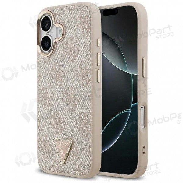 Θήκη Apple iPhone 17 -Guess PU Leather 4G Strass Triangle Logo Gold Frame MagSafe- (ροζ)