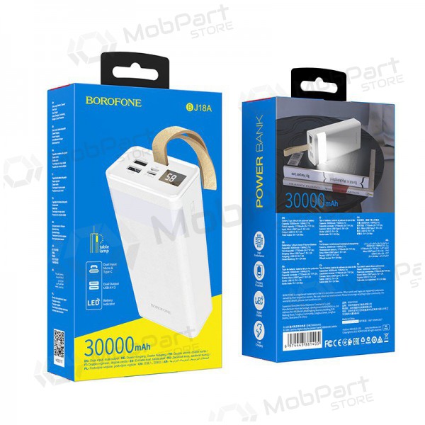Εξωτερική μπαταρία Power Bank Borofone BJ18A 2xUSB 2A 30000mAh άσπρο