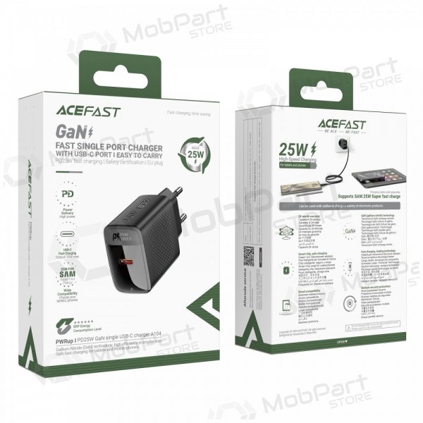Φορτιστής τηλεφώνου Acefast A104 25 W GaN USB-C μαύρος