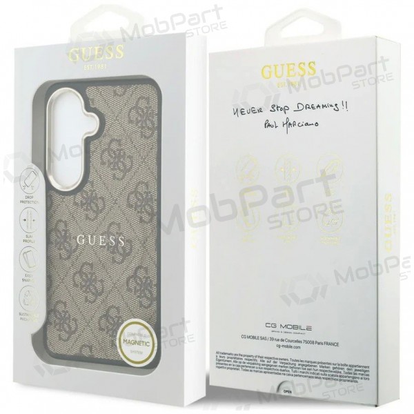 Θήκη Samsung Galaxy S26 - Guess PU Leather 4G Gold Frame Magnetic (καφέ)