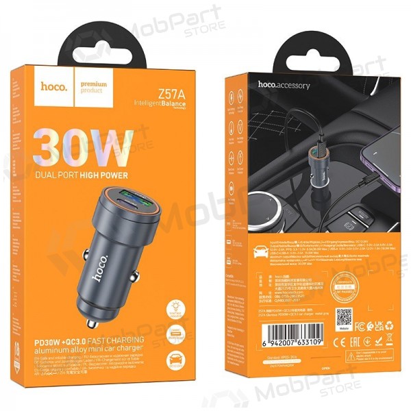 Φορτιστής αυτοκινήτου Hoco Z57A 30 W USB-C + USB-A