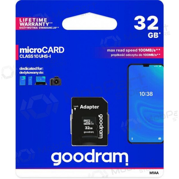 Κάρτα μνήμης GOODRAM MicroSD 32GB (class10 UHS-I) + SD Προσαρμογέας