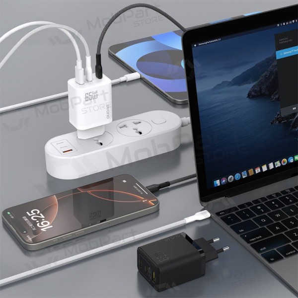 Φορτιστής τηλεφώνου Dudao A28PC 45 W GaN 2x USB-C με καλώδιο USB-C 1 m μαύρο