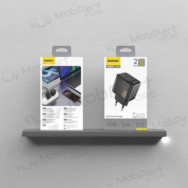Φορτιστής τηλεφώνου Dudao A28P 45 W GaN 2x USB-C μαύρος
