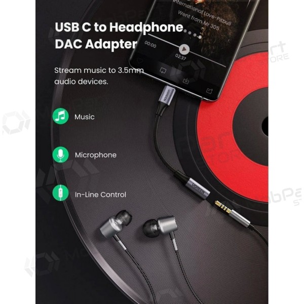 Προσαρμογέας ήχου Ugreen AV161 USB-C σε 3.5 mm γκρι