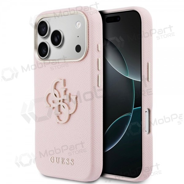 Θήκη Apple iPhone 17 Pro Max - Guess PU Grained 4G Resin Metal Logo (ροζ)