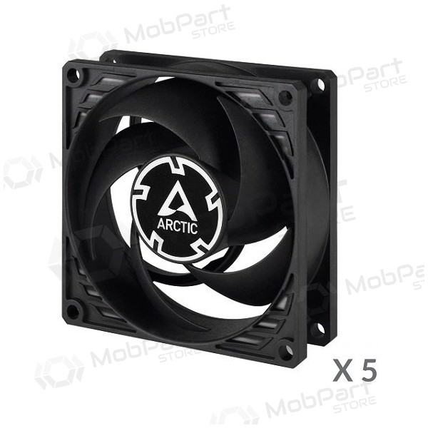 ARCTIC P8 Silent ypač tylūs korpuso ventiliatoriai, 3-pin, 80mm, juodi, 5 τεμ.