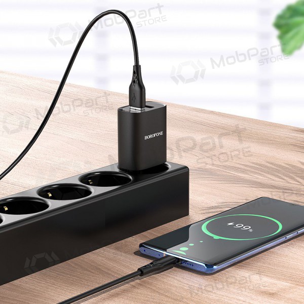 Φορτιστής Borofone BN2 2xUSB 2.1A + USB Type-C (μαύρος)