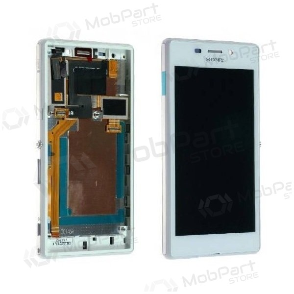 Sony Xperia M2 D2303 / M2 D2305 / M2 Aqua D2403 οθόνη (άσπρο) (με πλαίσιο) (service pack) (γνησια)