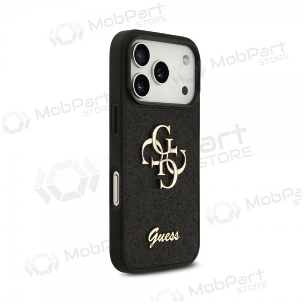 Θήκη Apple iPhone 18 Pro Max - Guess PU Fixed Glitter 4G Metal Logo (μαύρο)