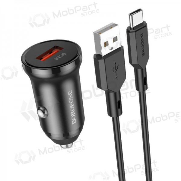 Φορτιστής automobilinis Borofone BZ18 Quick Charge 3.0 18W + Type-C (μαύρος)