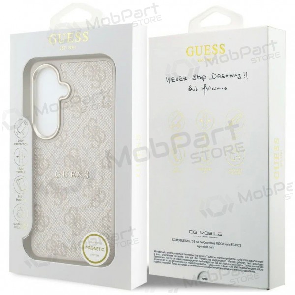 Θήκη Samsung Galaxy S26 -Guess PU Leather 4G Gold Frame Magnetic- (ροζ)