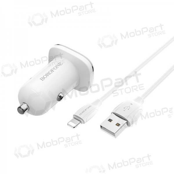 Φορτιστής automobilinis Borofone BZ12 USB + Lightning (2.4A) (άσπρο)