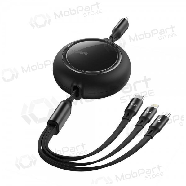 USB καλώδιο Baseus Bright Mirror Type-C - microUSB+Lightning+Type-C 100W 1.2m (μαύρος) CAMLC-AMJ01