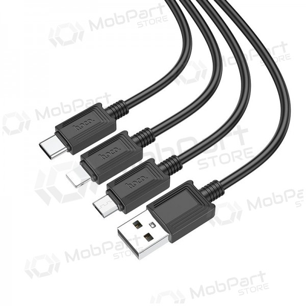 USB καλώδιο Hoco X74 3in1 microUSB-Lightning-Type-C 1.0m (μαύρος)