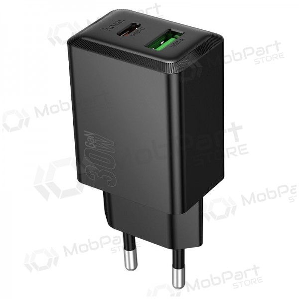 Φορτιστής τηλεφώνου Hoco N71 30 W GaN USB-C + USB-A μαύρος