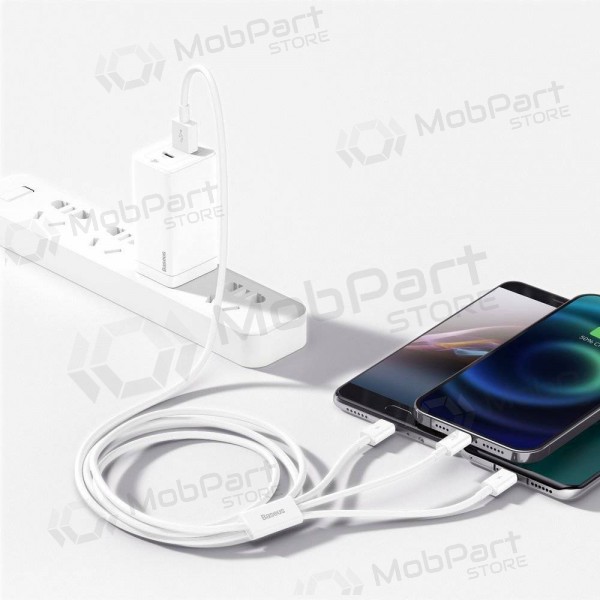 Καλώδιο Baseus Superior USB - microUSB+Lightning+Type-C 3.5A 1.5m (άσπρο) CAMLTYS-02