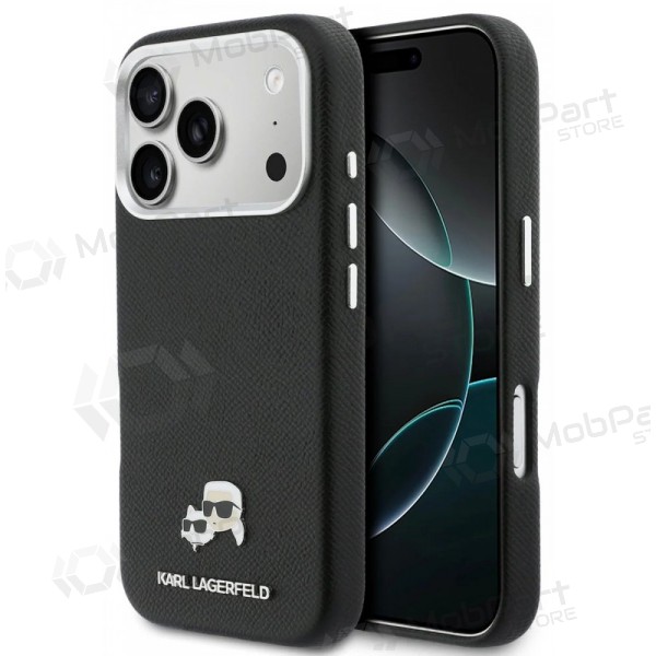 Θήκη Apple iPhone 17 Pro - Karl Lagerfeld PU Karl and Choupette Heads Pins MagSafe (μαύρο)