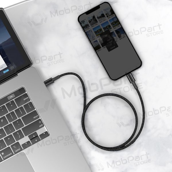 USB καλώδιο Baseus High Density Braided Fast Data PD 20W Type-C - Lightning 1.0m (μαύρος) CATLGD-01