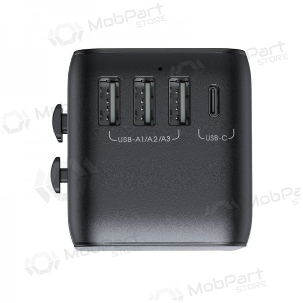 Γενικής kelioninis φορτιστής Joyroom JR-TCW01 3xUSB-A/USB-C μαύρος