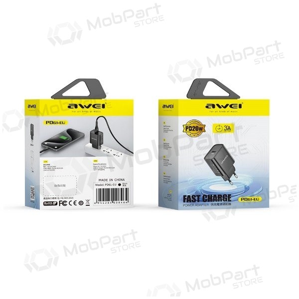 Φορτιστής τηλεφώνου Awei PD61-EU 20 W USB-C λευκός
