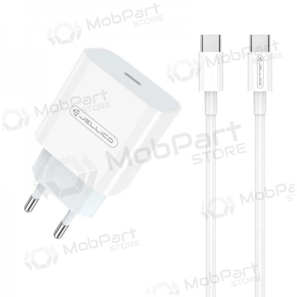Φορτιστής Jellico AK180 20W USB-C + USB-C to USB-C cable 1.0m άσπρο