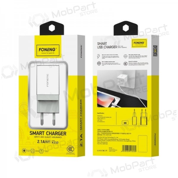Φορτιστής τηλεφώνου Foneng K210 10 W USB-A λευκός