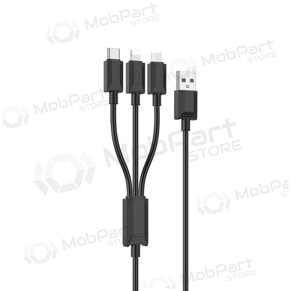 USB καλώδιο Hoco X74 3in1 microUSB-Lightning-Type-C 1.0m (μαύρος)