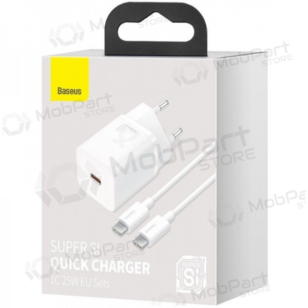 Φορτιστής buitinis Baseus Super Si 25W + Type-C 1.0m άσπρο TZCCSUP-L02