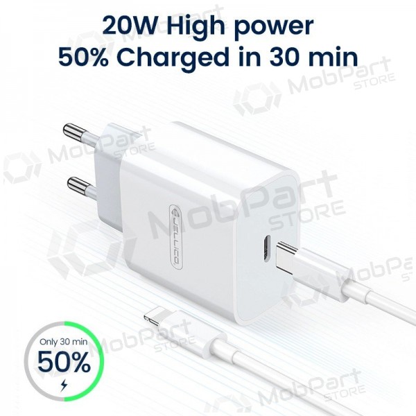 Φορτιστής Jellico AK180 20W USB-C + USB-C to Lightning cable 1.0m άσπρο