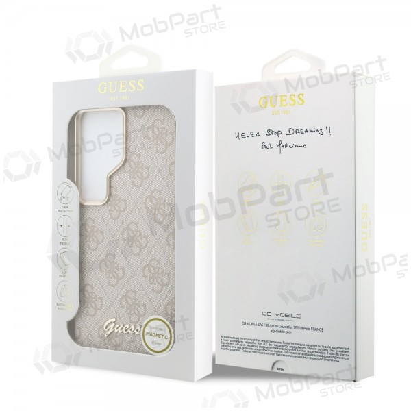 Θήκη Samsung Galaxy S26 Ultra - Guess PU 4G Script Metal Logo Magnetic (ροζ)
