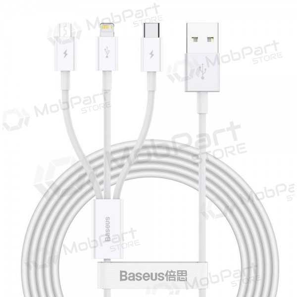 Καλώδιο Baseus Superior USB - microUSB+Lightning+Type-C 3.5A 1.5m (άσπρο) CAMLTYS-02