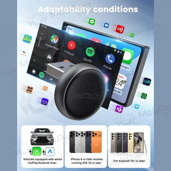 Προσαρμογέας CarPlay Carlinkit Mini Ultra3 ασύρματο Android Auto μαύρο
