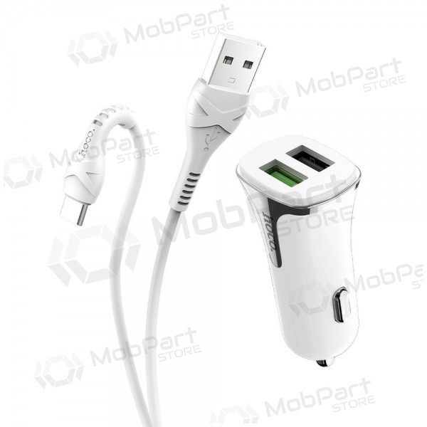 Φορτιστής automobilinis Hoco Z31 Quick Charge 3.0 (3.4A) x 2 USB + Type-C (άσπρο)
