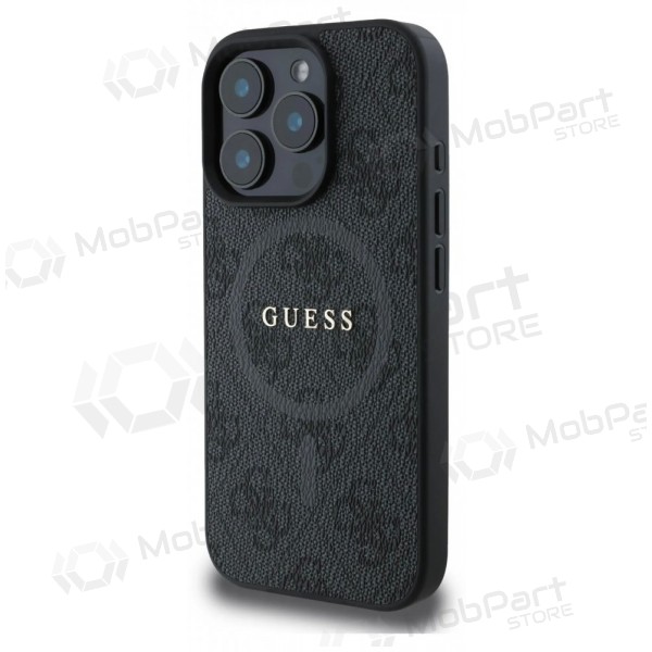 Θήκη Apple iPhone 16 Pro Max - Guess PU Leather 4G Colored Ring MagSafe (μαύρη)