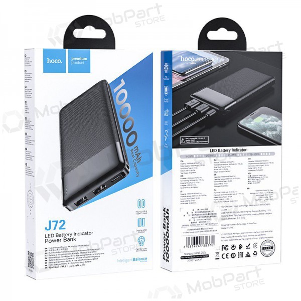 Εξωτερική μπαταρία Power Bank Hoco J72 10000mAh μαύρος