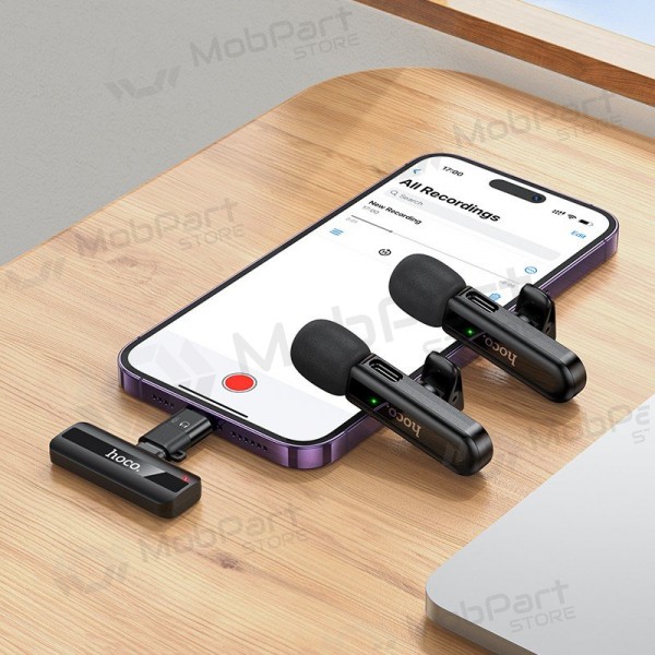 Belaidžių mikrofonų rinkinys Hoco L20A USB-C/Lightning μαύρος