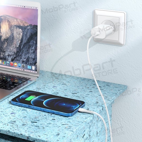 Φορτιστής τηλεφώνου Hoco N22 25 W USB-C με καλώδιο Lightning 1 m λευκό