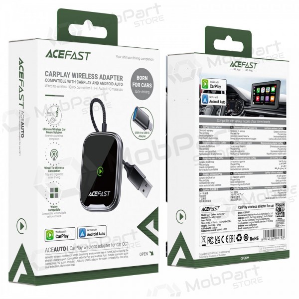 Προσαρμογέας CarPlay Acefast QC1 ασύρματος Android Auto μαύρος