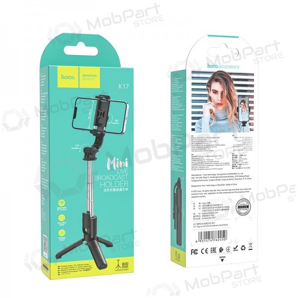 Selfie stick Hoco K17 Mini su trikojo funkcija μαύρος