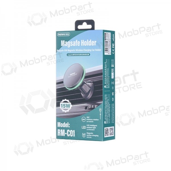 Automobilinis laikiklis-φορτιστής Remax RM-C01 MagSafe 15W μαύρος