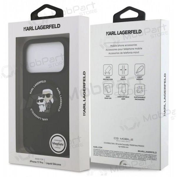 Θήκη Apple iPhone 17 Pro - Karl Lagerfeld Liquid Silicone Karl and Choupette MagSafe (μαύρο)