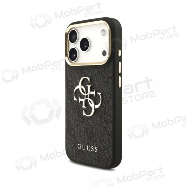 Θήκη Apple iPhone 18 Pro - Guess PU Leather 4G Metal Logo Gold Frame (μαύρο)