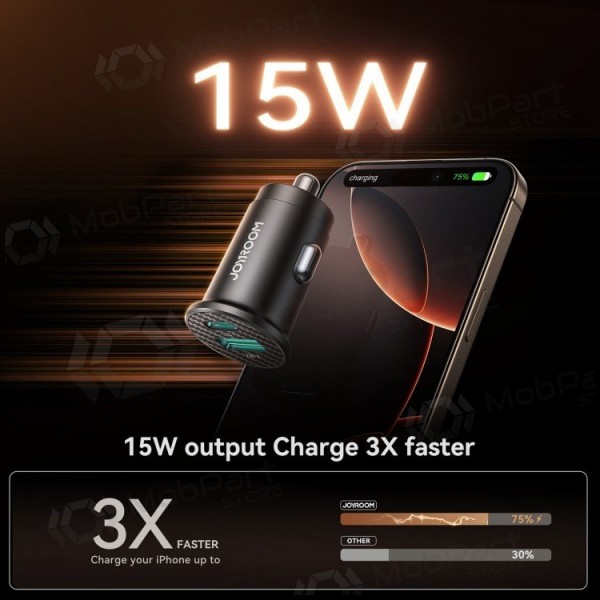 Φορτιστης αυτοκινητου Joyroom JR-CCN16 USB-A/USB-C 15W μαύρος